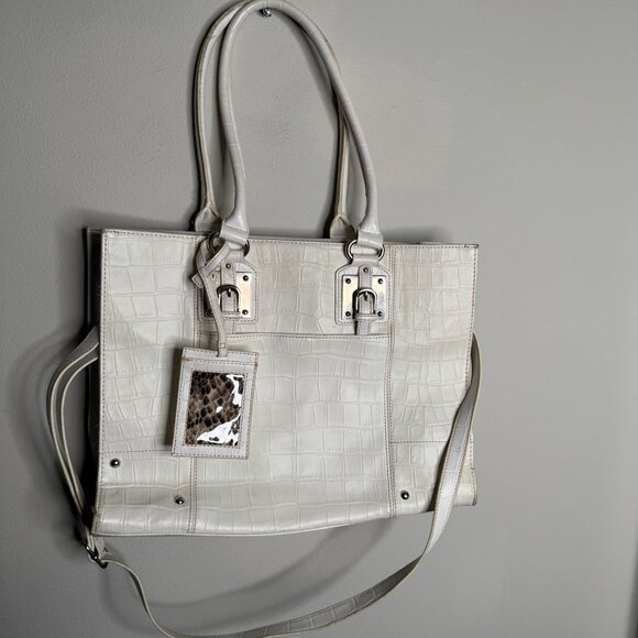 Wilsons Leather Women's White Leather Executive Large Tote Handbag Shoulder Bag - Picture 1 of 4